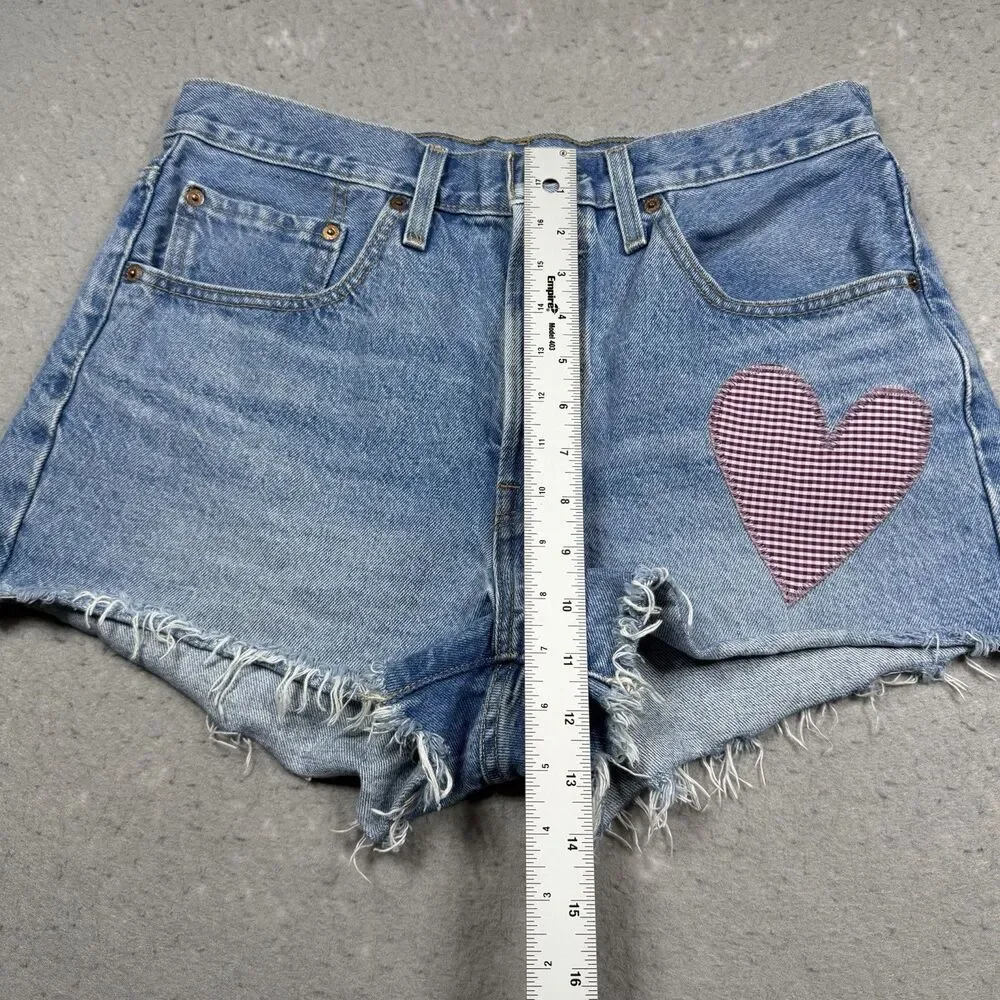Levi's 150 Anniversary Jean Shorts Women’s 30 Blue 501 Original Fit Patched